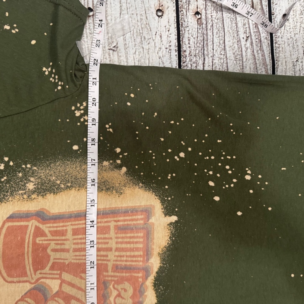 Gildan Save the Small‎ Towns Graphic T-Shirt Green Bleach Splatter Mens Large - Picture 9 of 12